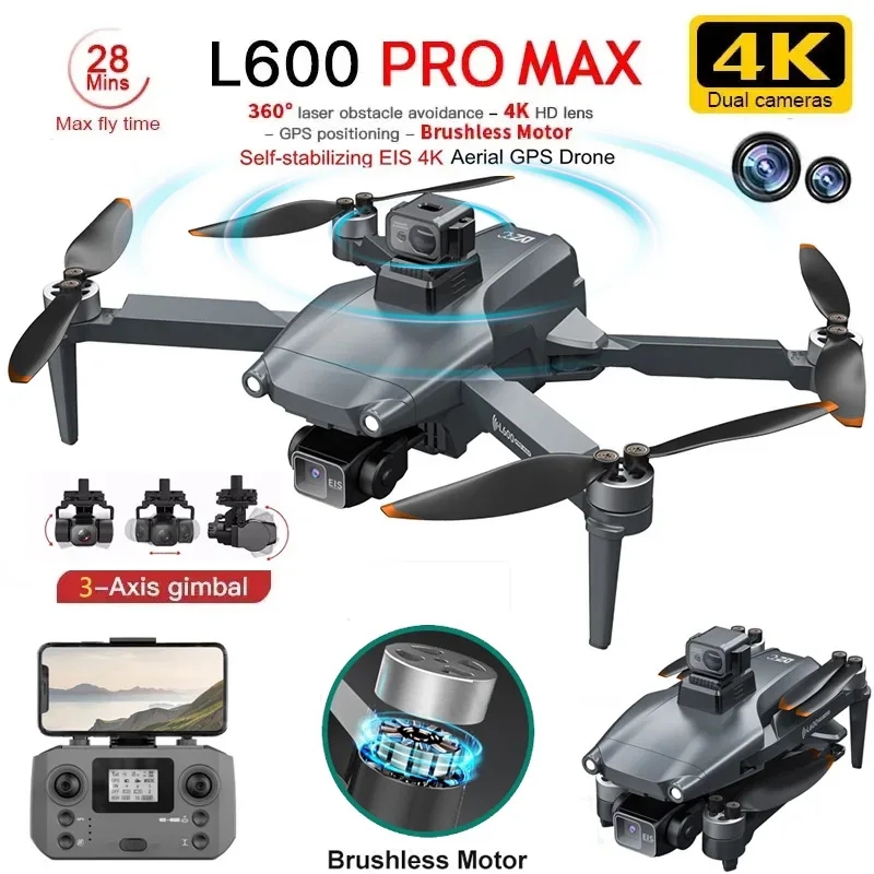 Drone Camera With Gimbal - L600 PRO MAX GPS Drone Profesyonel